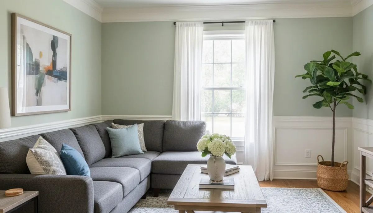 Freshly painted Marietta GA living room with smooth interior finishes by local house painters