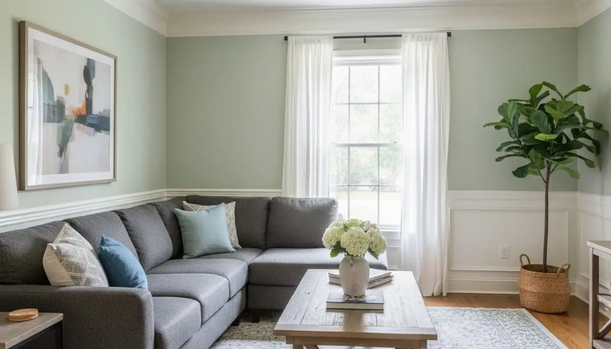 Freshly painted Marietta GA living room with smooth interior finishes by local house painters
