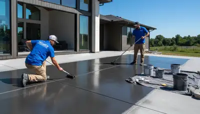 Professional concrete staining on residential patio in Marietta, GA for durable, weather-resistant finish