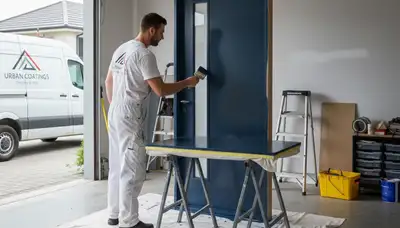Professional door painting service in Marietta, GA enhancing wood finish and curb appeal