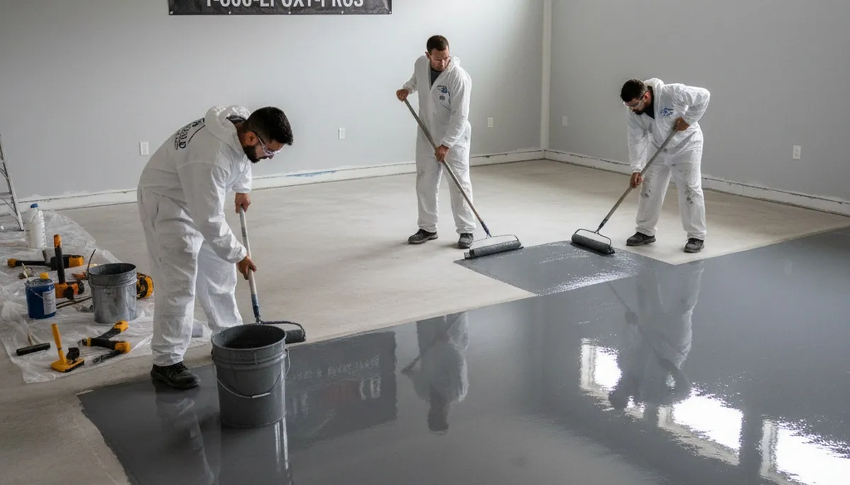 Professional epoxy floor coating in Marietta, GA garage by local house painting experts