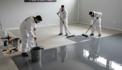Professional epoxy floor coating in Marietta, GA garage by local house painting experts