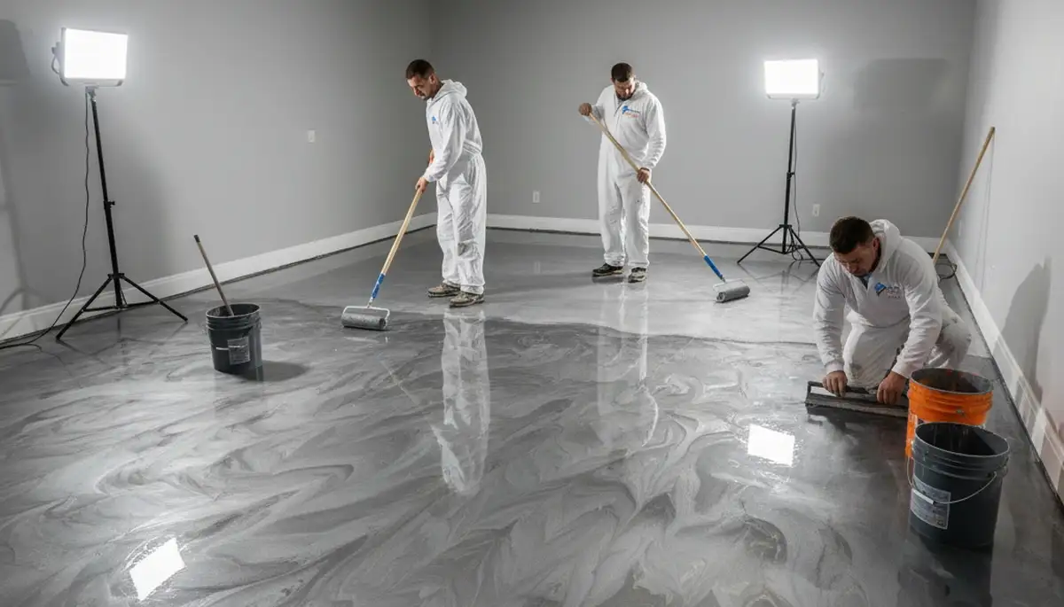 Professional epoxy garage floor coating in Marietta, GA by local house-painting experts