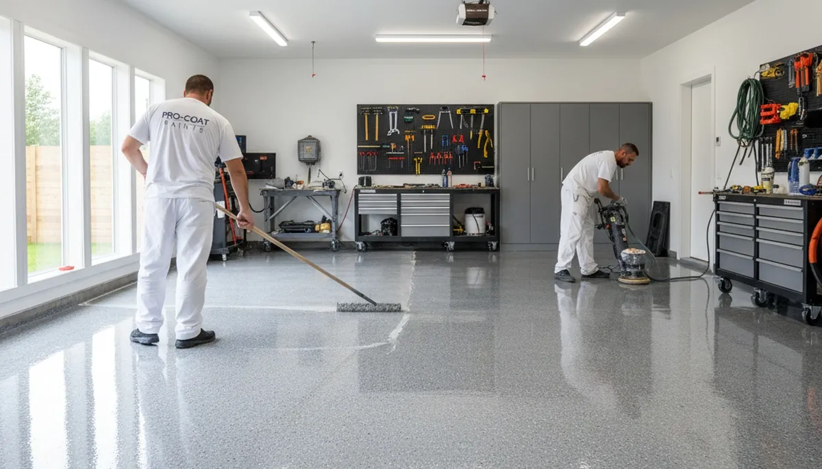 Professional epoxy garage floor coating in Marietta, GA by local house painting experts