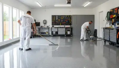 Professional epoxy garage floor coating in Marietta, GA by local house painting experts