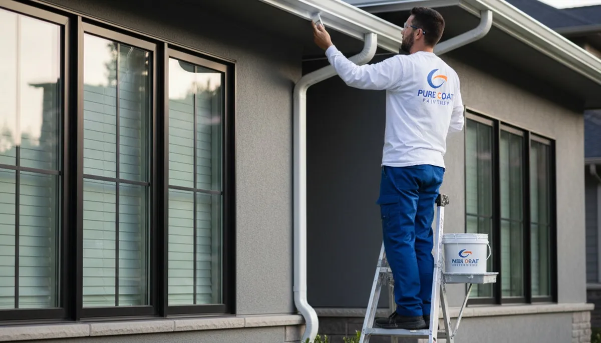 Professional gutter painting on a Marietta, GA home by expert house painters