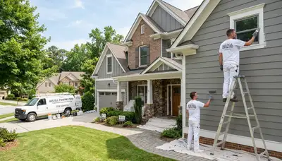 Professional house painters working on residential exterior in Marietta, GA