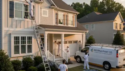 Professional house painters showcasing exterior painting project in Marietta, GA