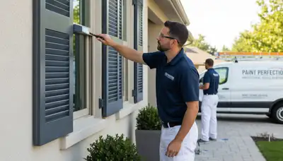 Professional shutter painting on a Marietta, GA home exterior by expert house painters