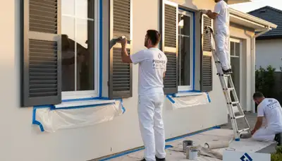 Professional shutter painting on a Marietta, GA home by expert exterior house painters
