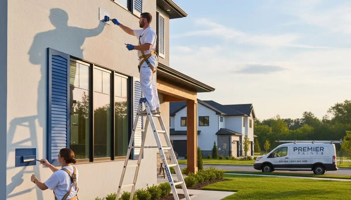 Professional shutter painting on suburban home exterior in Marietta, GA by expert house painters