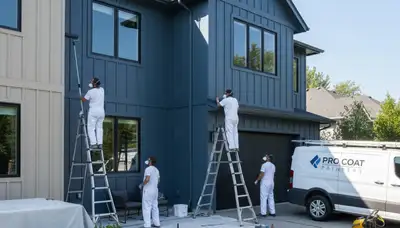 Professional siding painting on Marietta GA home exterior by expert house painters