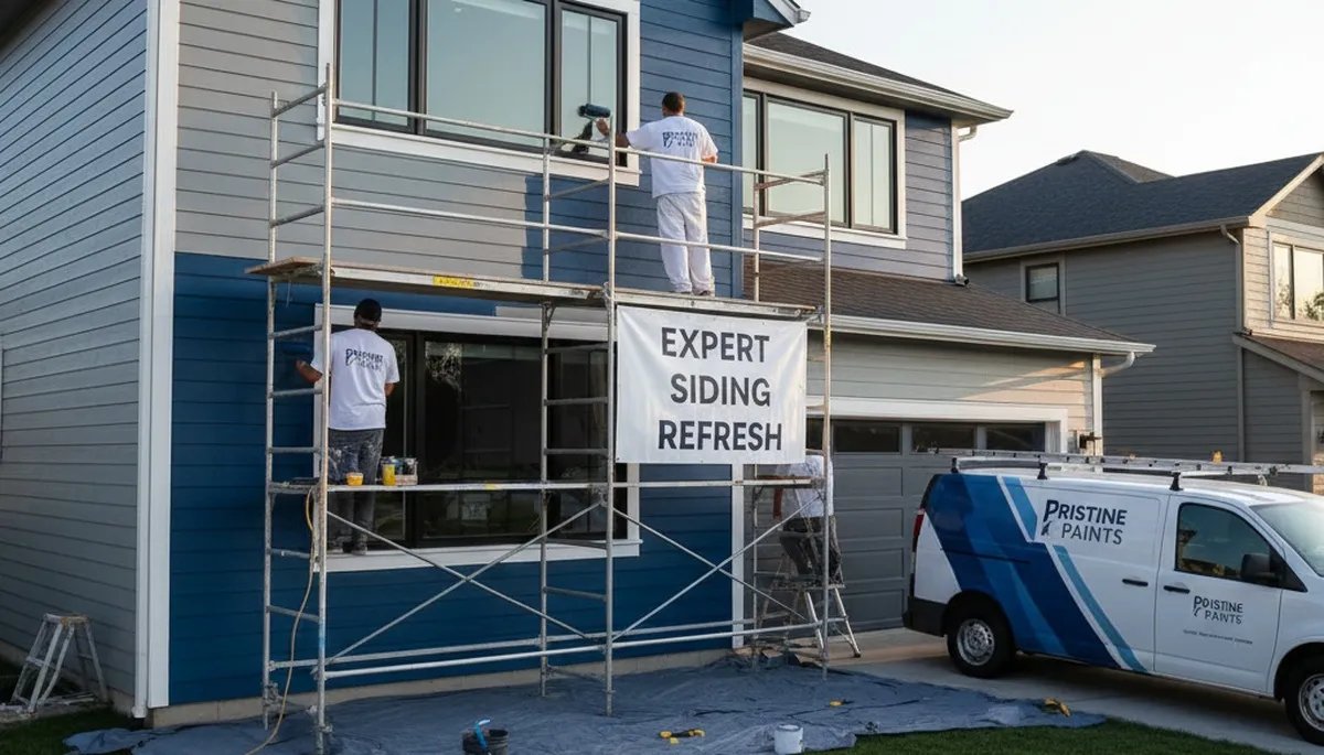 Professional siding painting on a Marietta GA home by expert exterior house painters