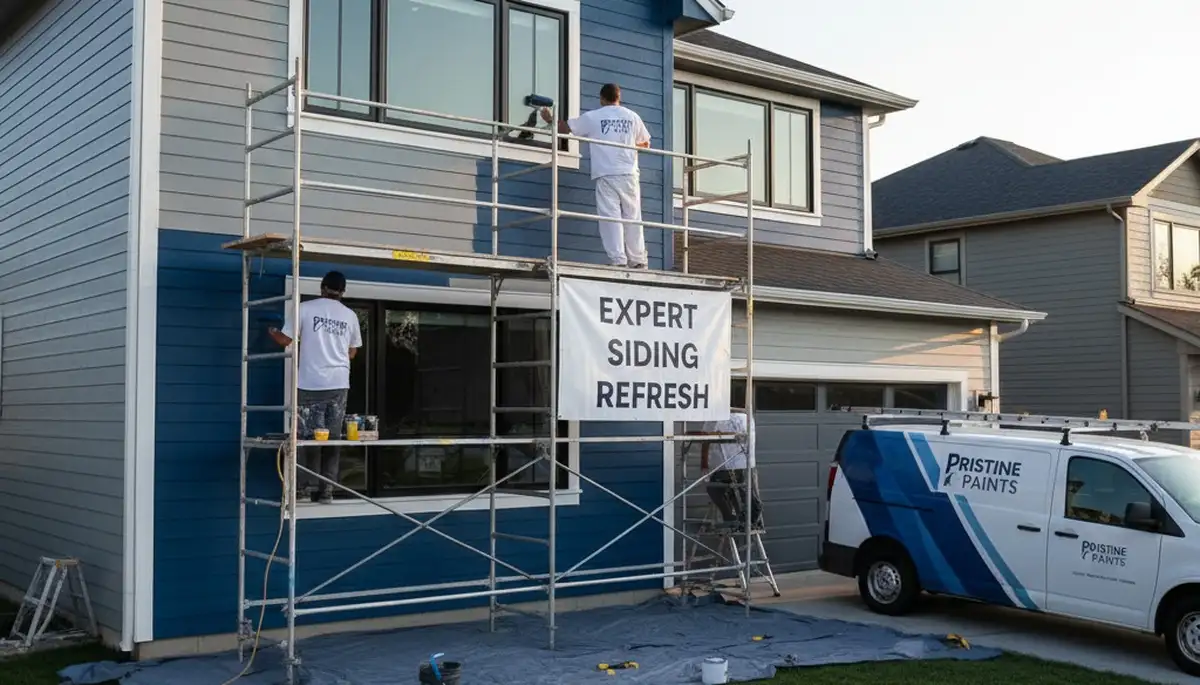 Professional siding painting on a Marietta GA home by expert exterior house painters