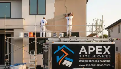 Professional stucco repair on Marietta GA home exterior by expert local house painters
