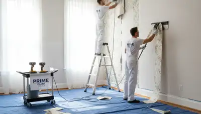 Professional wallpaper removal service in Marietta GA preparing walls for fresh interior painting